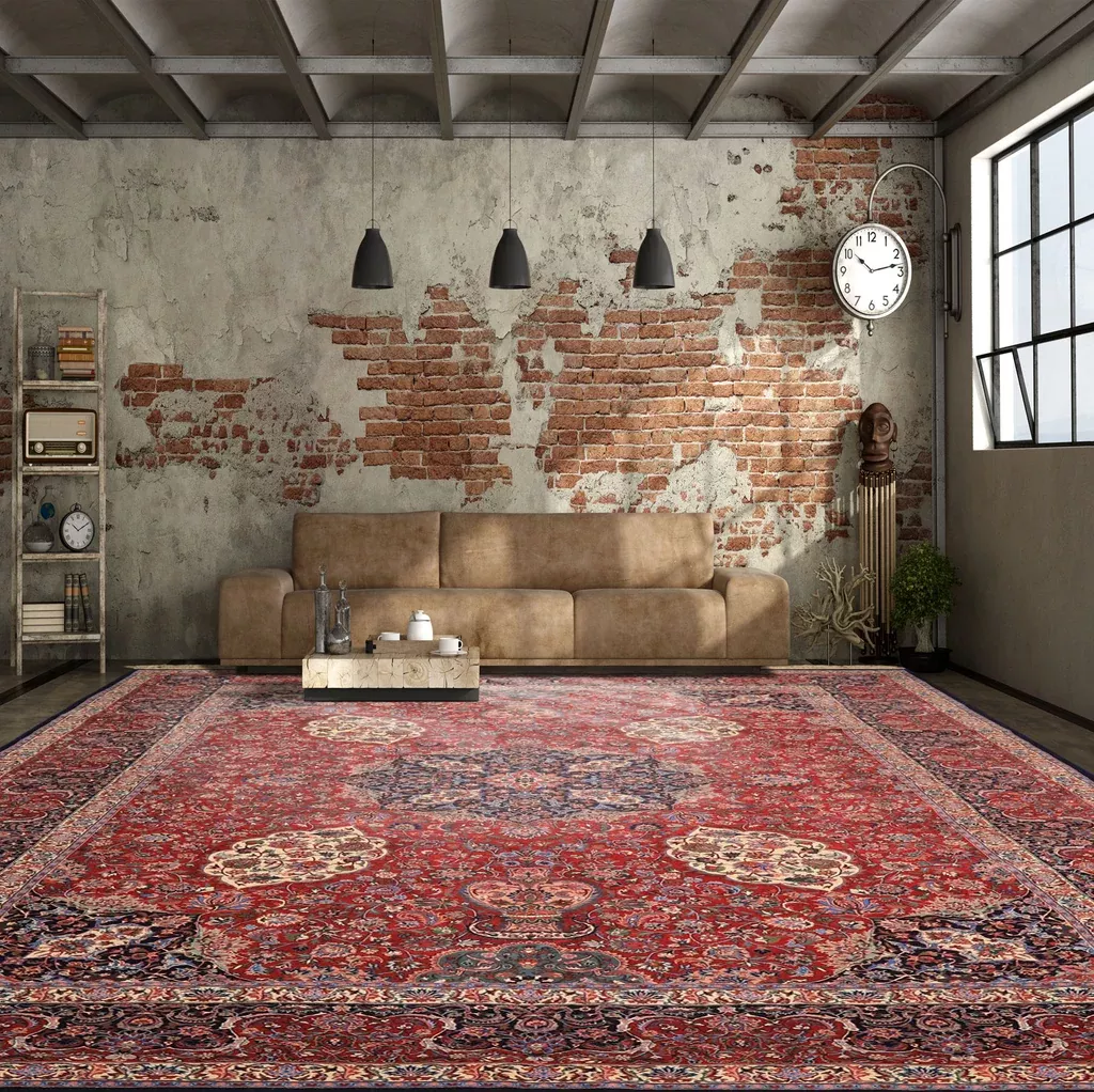 10'3''x14'2'' Hand Knotted Wool & Silk Red, Navy Pak Persian Traditional 300 KPSI Rare Silk Foundation Rug