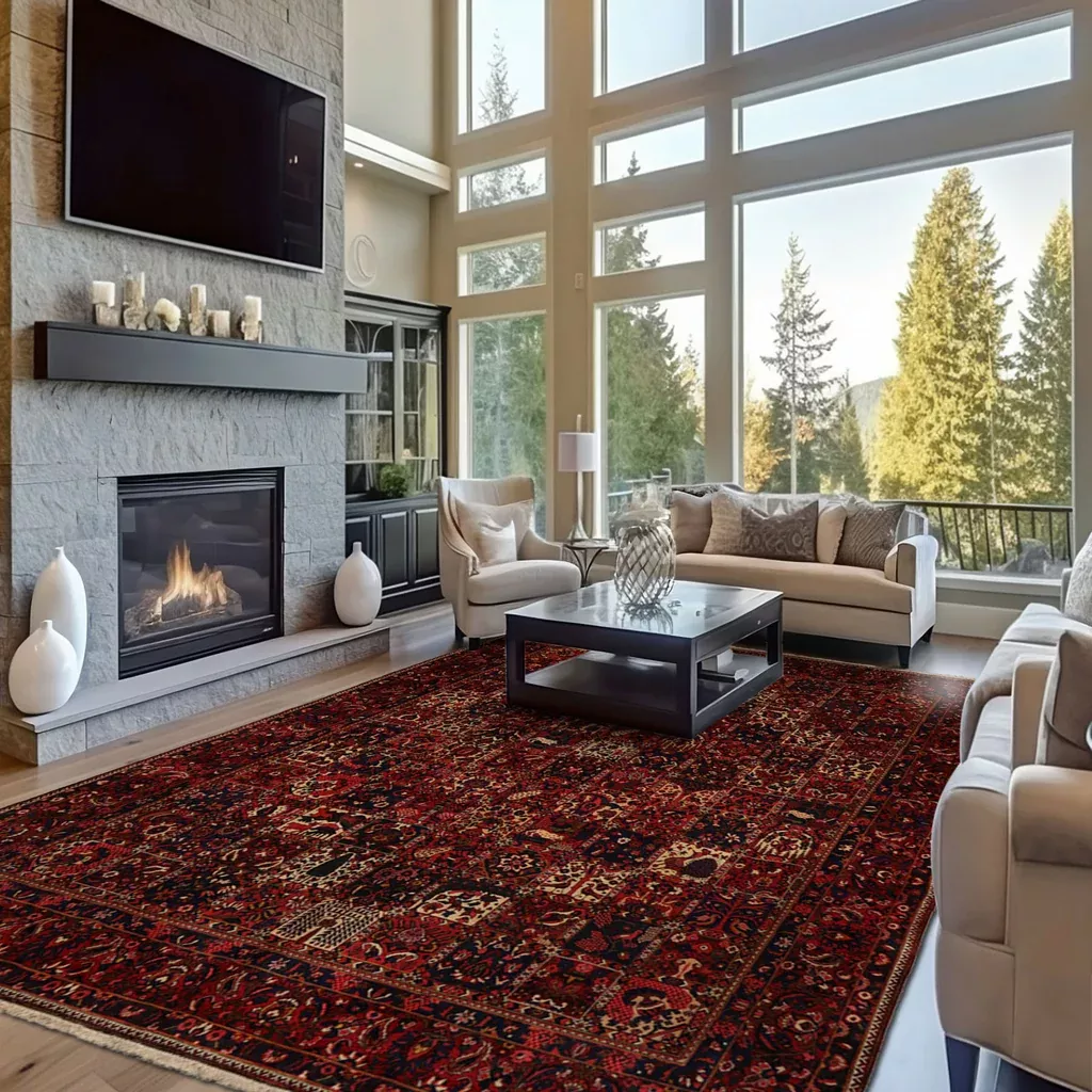 10'8''x13'8'' Hand Knotted Wool Red Bakhtiari Traditional Rug