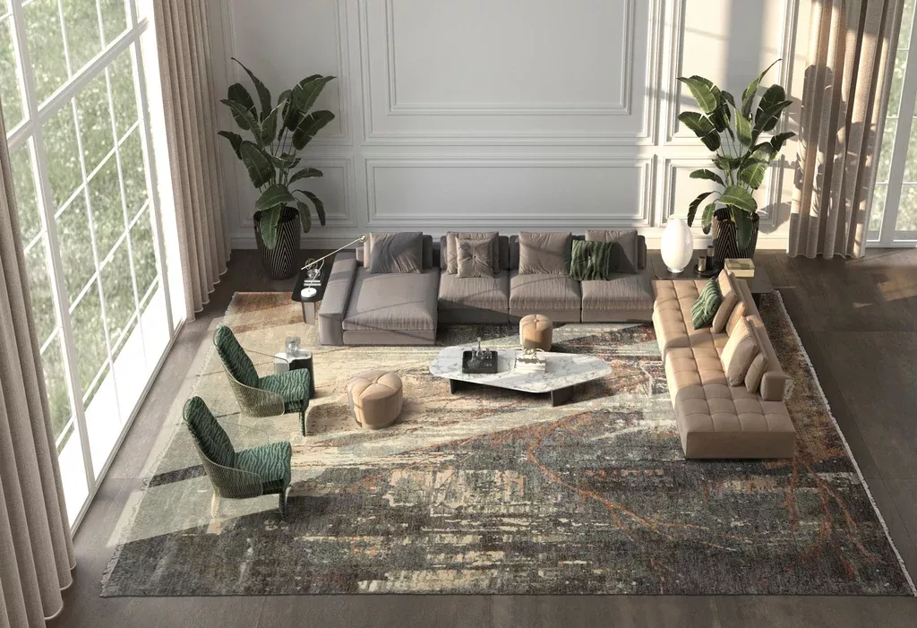 10'x14' Gray Hand Knotted Modern & Contemporary Tibetan Wool & Silk Oriental Area Rug