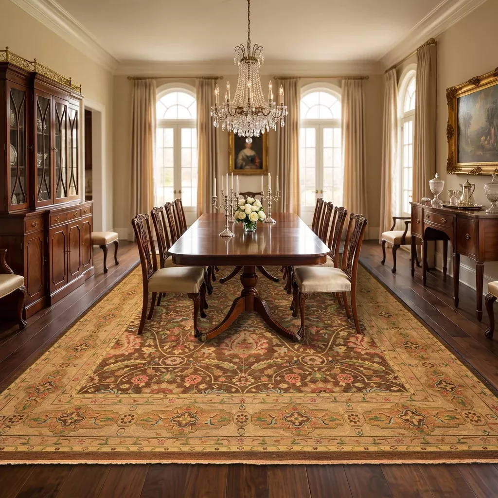 10x14 Hand Knotted Wool Brown, Moss Soumak Transitional Reversible Flatweave Rug