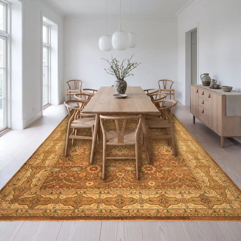 11'9''x17'9'' Hand Knotted Wool Caramel, Gold Oushak Traditional Rug