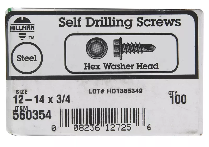 #12 - 14 X 3/4 In. Hex Washer Head Self-drilling Sheet Metal Screw (100-count)