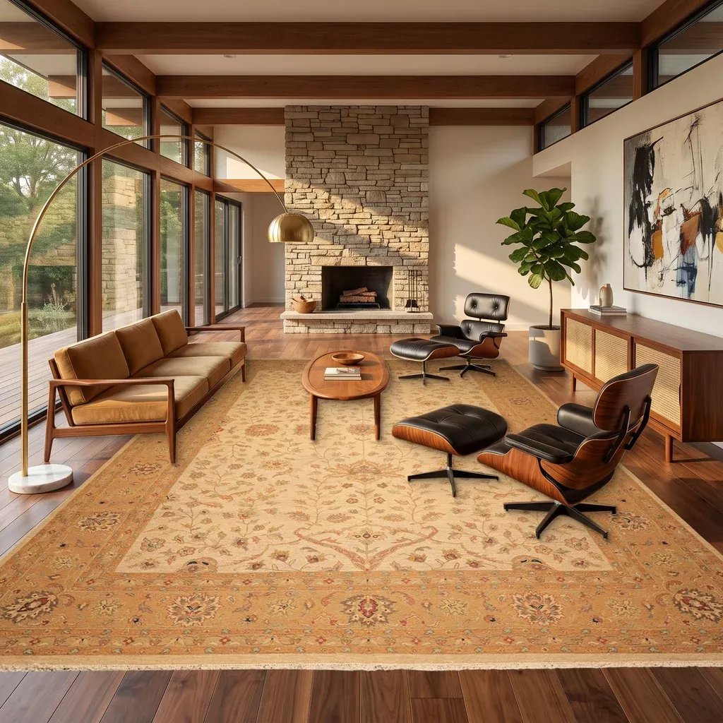 12'2''x17'11'' Hand Knotted Wool Beige, Tan Soumak Transitional Reversible Flatweave Rug