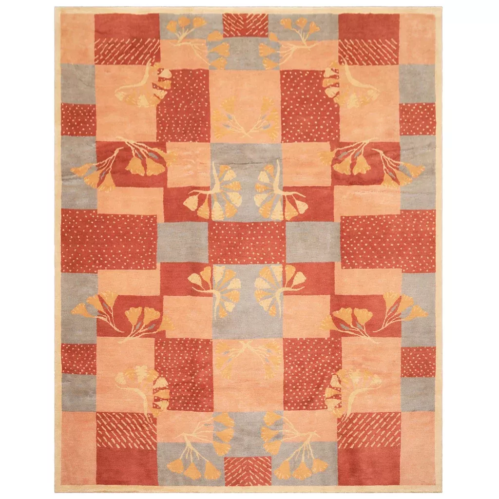 7'11''x9'11'' Hand Knotted Wool Blush Rose Tibetan Transitional Plush Pile Michaelian & Kohlberg Swiss Wash Rug