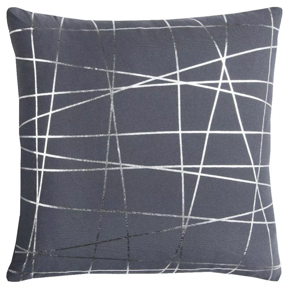 Aaron Gray Gold Or Silver Stripes Throw Pillow