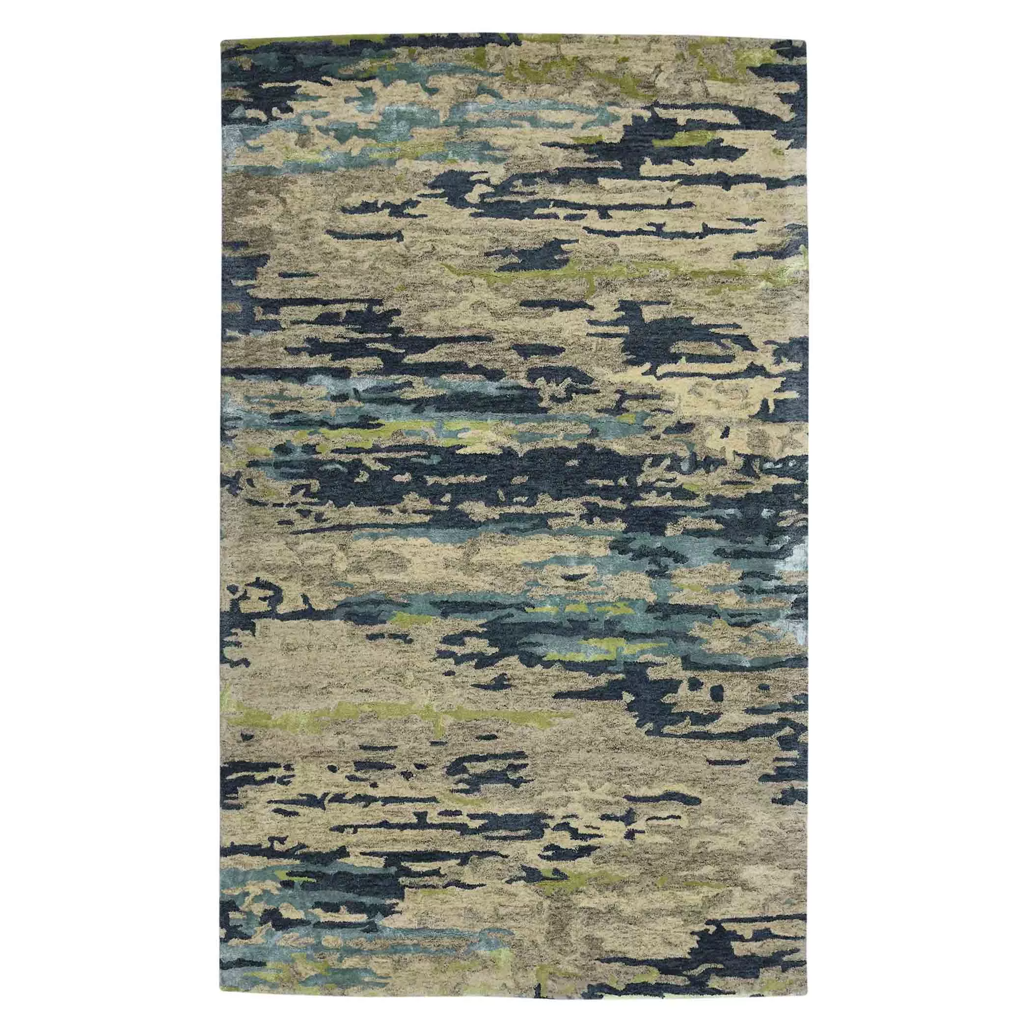 Abstract Hand-Tufted Area Rug – Artistic Neutral Design for Modern and Transitional Spaces, Plush Comfort