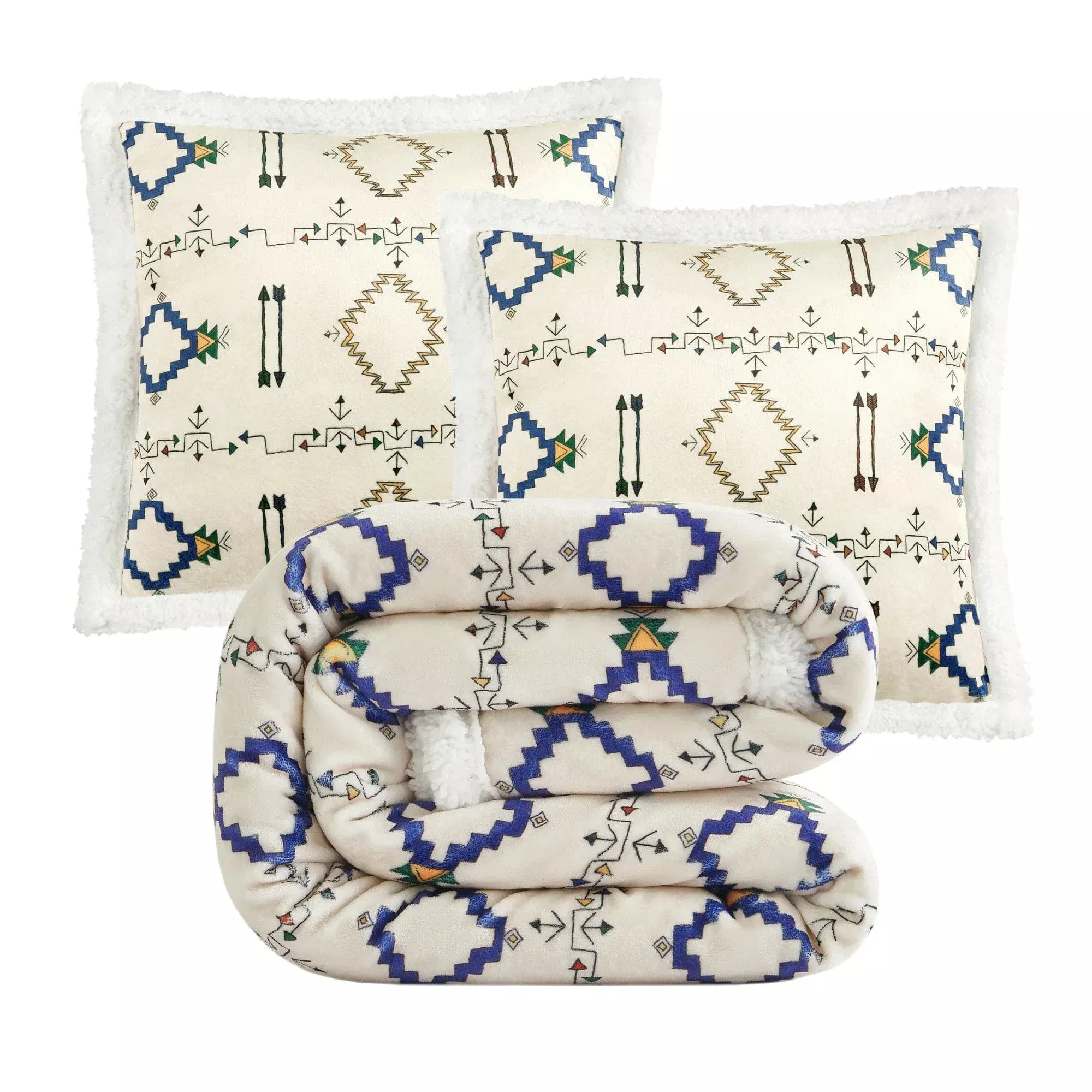 Arrow Stripe Sherpa Throw Set