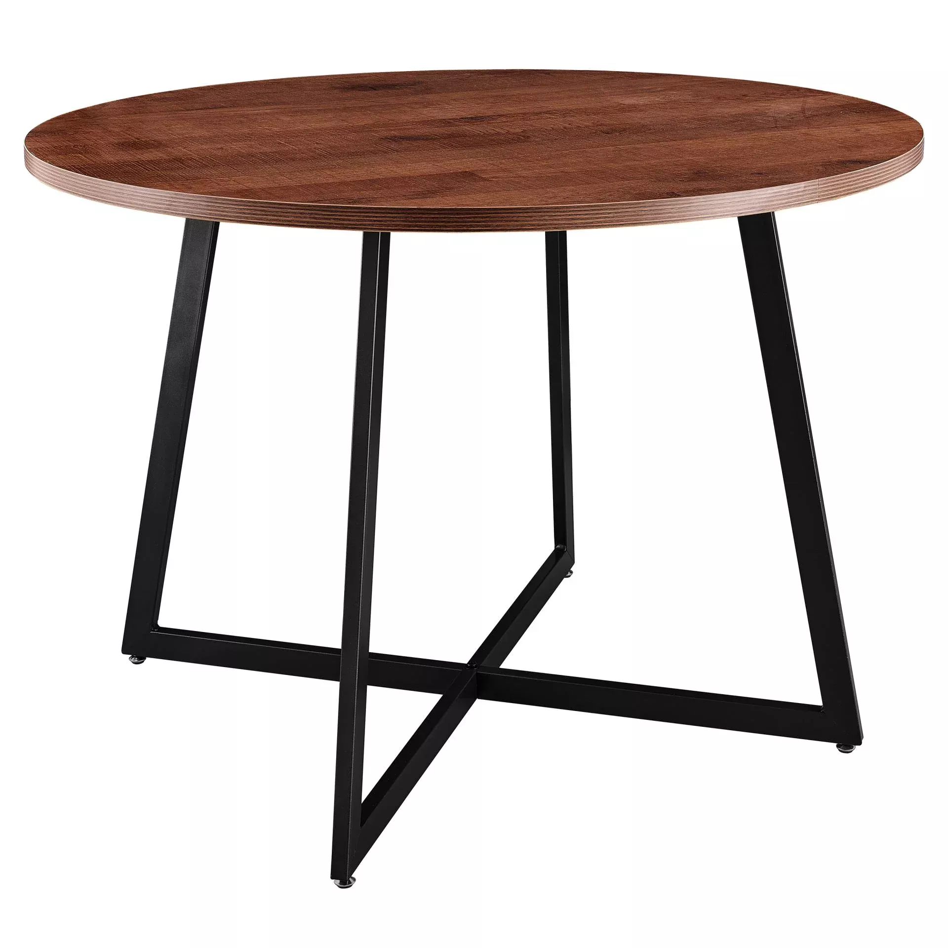 Courtdale 42" Round Dining Table - Modern Melamine Finish with Stylish Metallic Gunmetal Legs