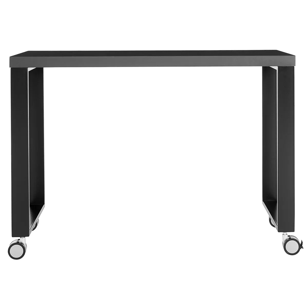 Dillon Modern Side Return Desk with Lacquered MDF Top and Polished Stainless Steel Base for Workspaces