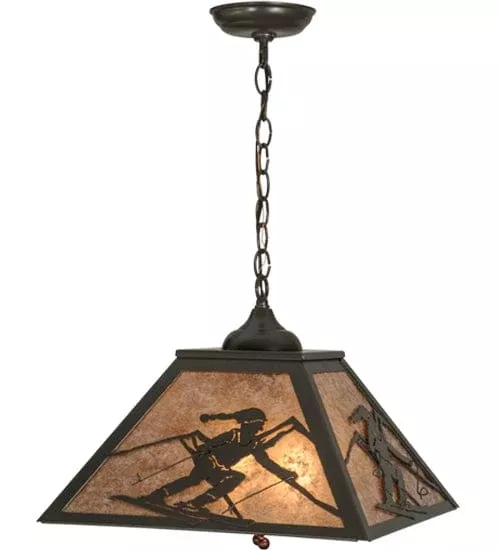 Downhill Ski 16" Square Pendant