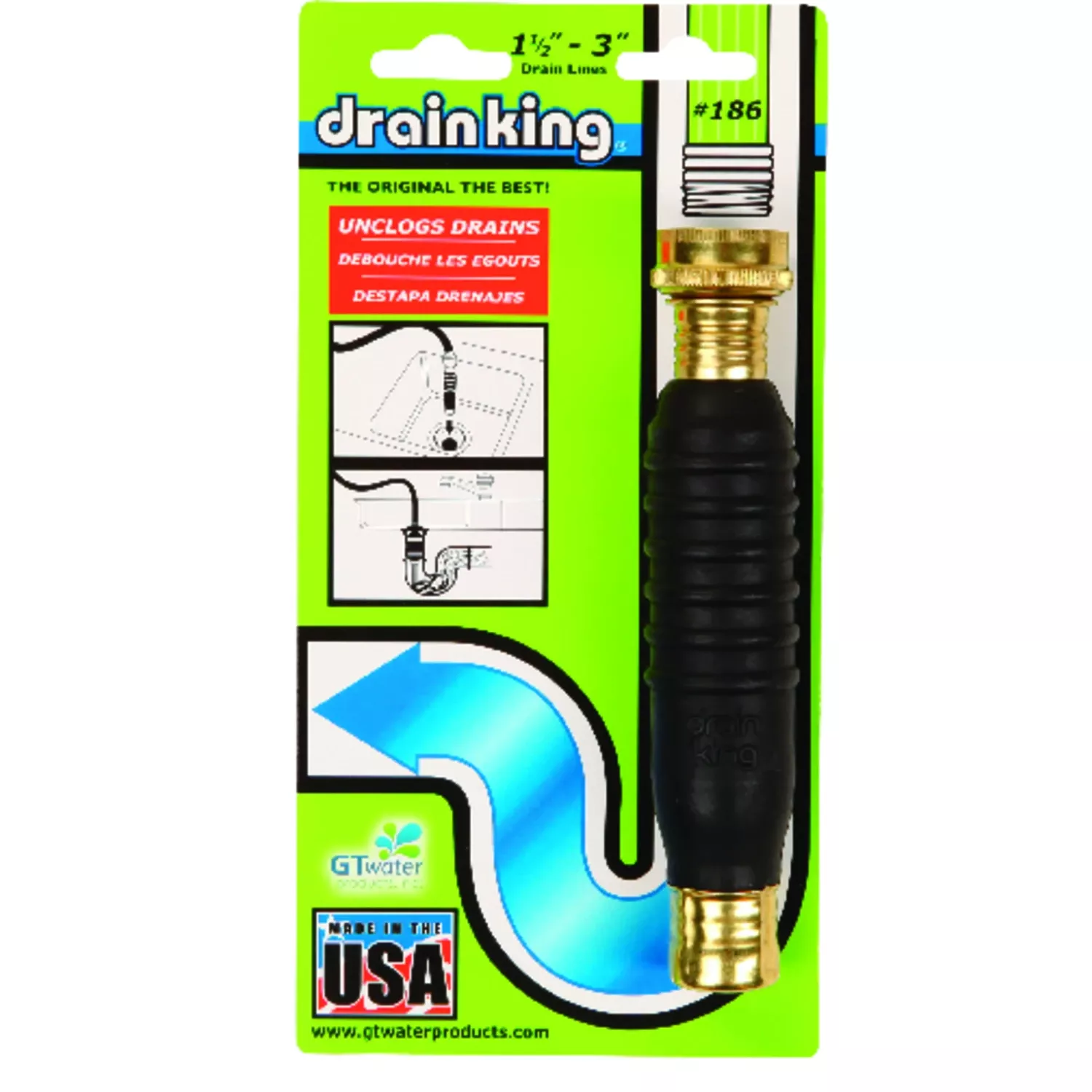 Drain Opener, 1.5 - 3 In. Pipes
