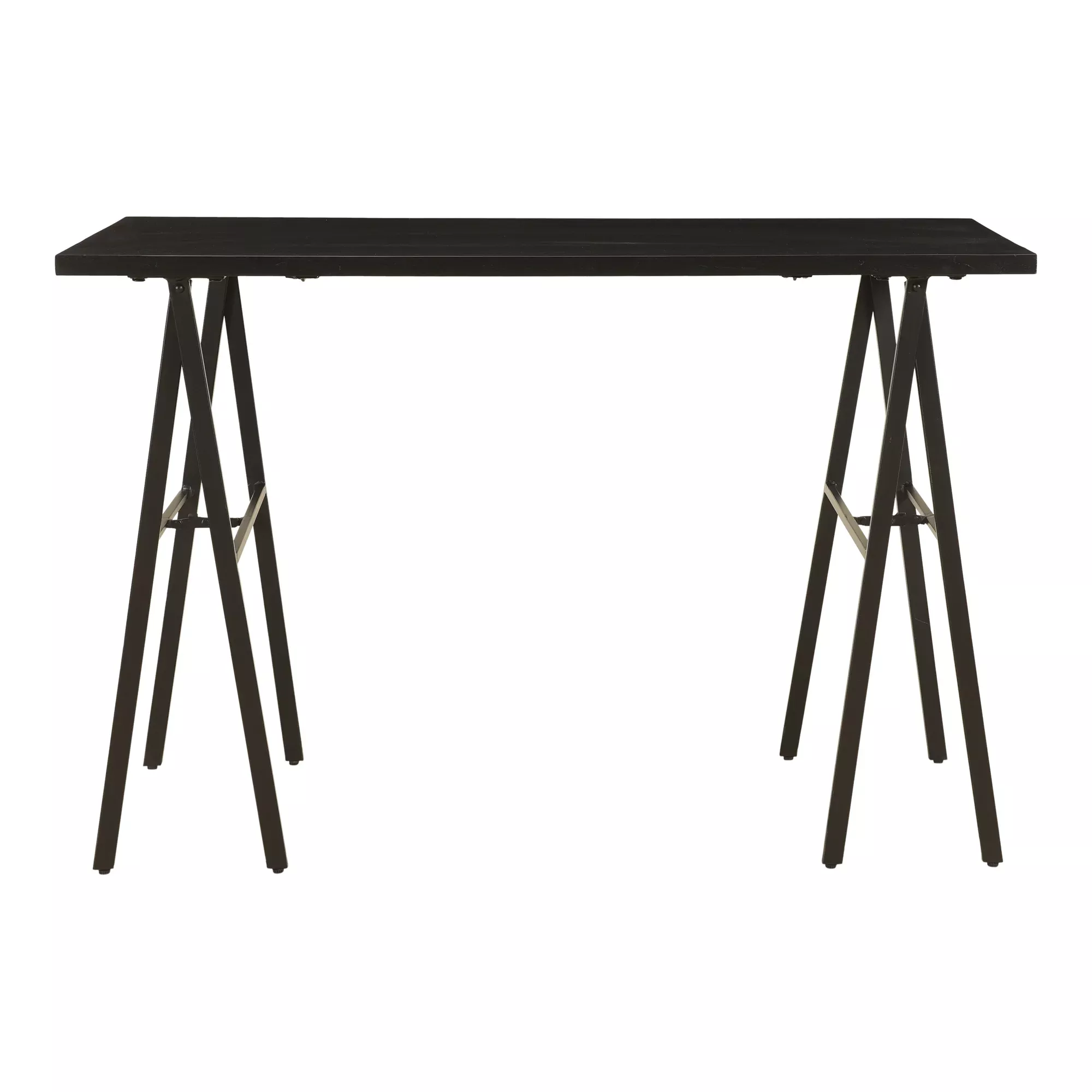 Esme Desk Black - Contemporary Solid Acacia Top with Slim Iron Legs for Modern Home Office Setup