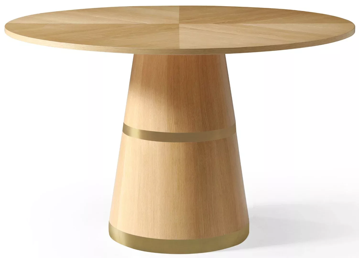 Hans Round White Oak Dining Table with Glossy Finish & Gold Stripes - Modern Elegance for Home