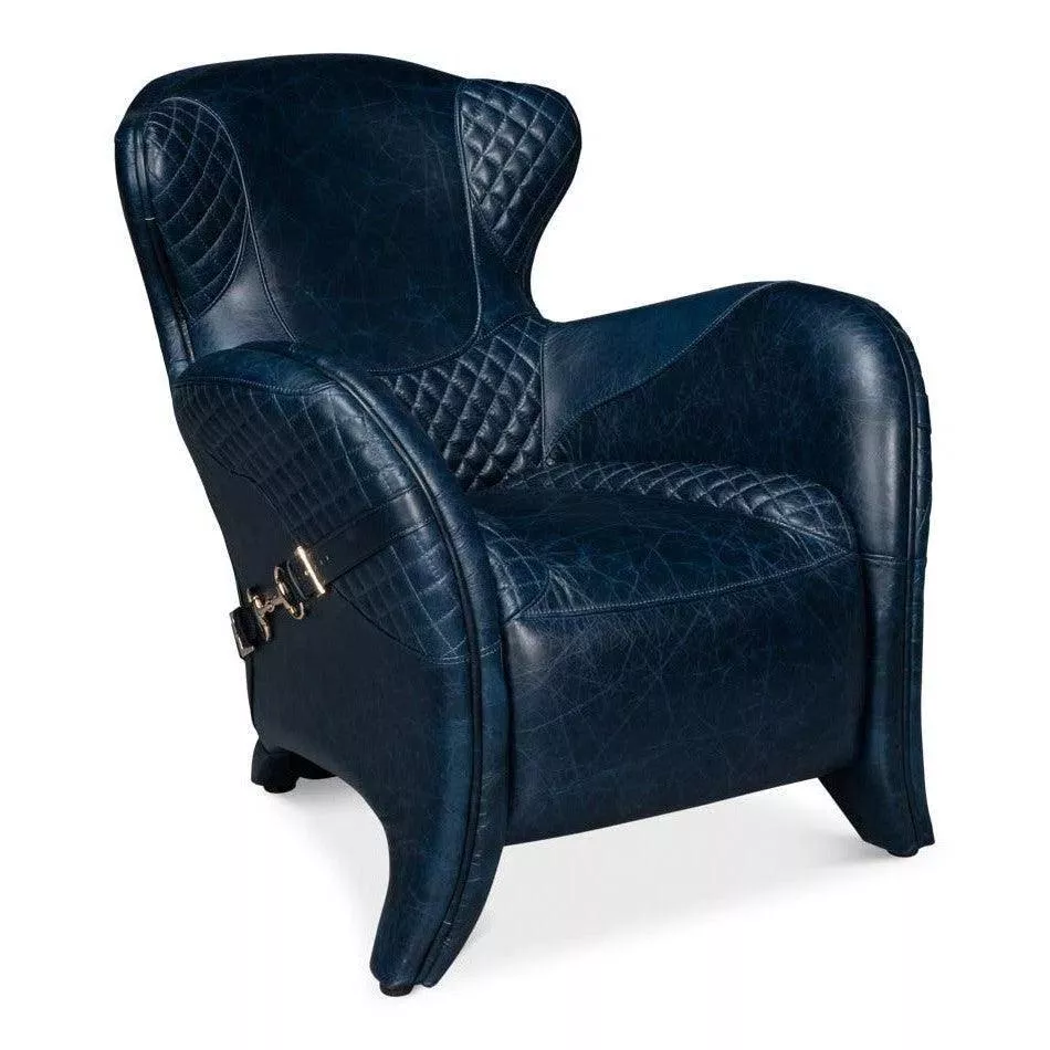 Hera Blue Leather Arm Chair