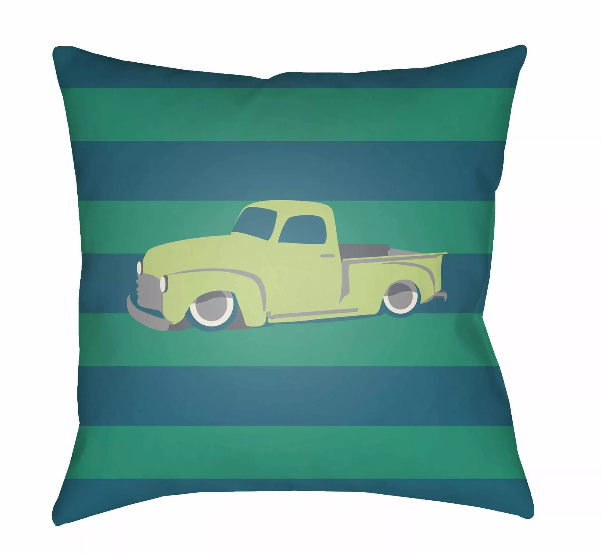 Kids Car Print Decorative Nursery Green Outdoor Throw Pillow