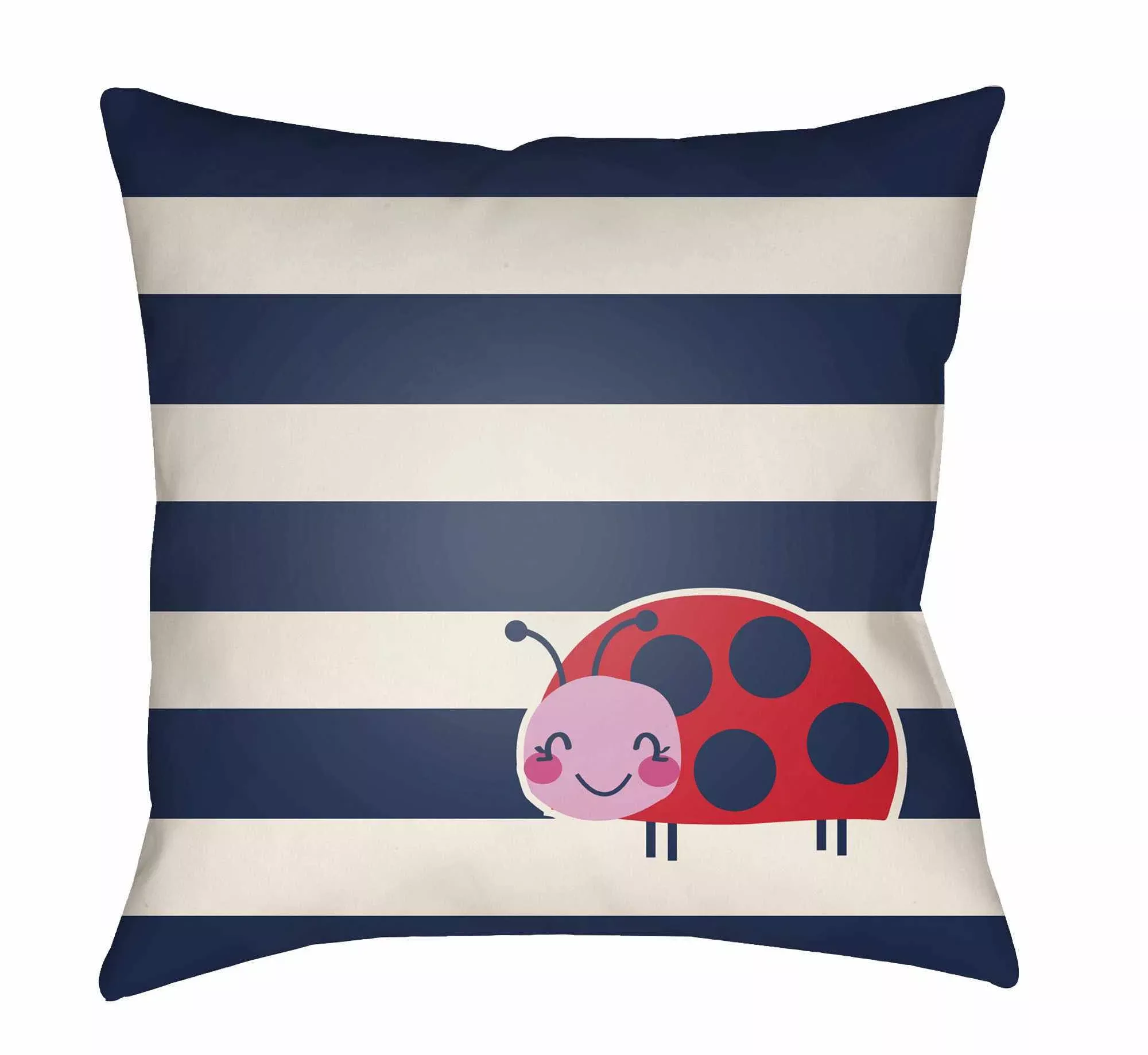 Kids Ladybug Animal Print Decorative Nursery Blue Outdoor Throw Pillow