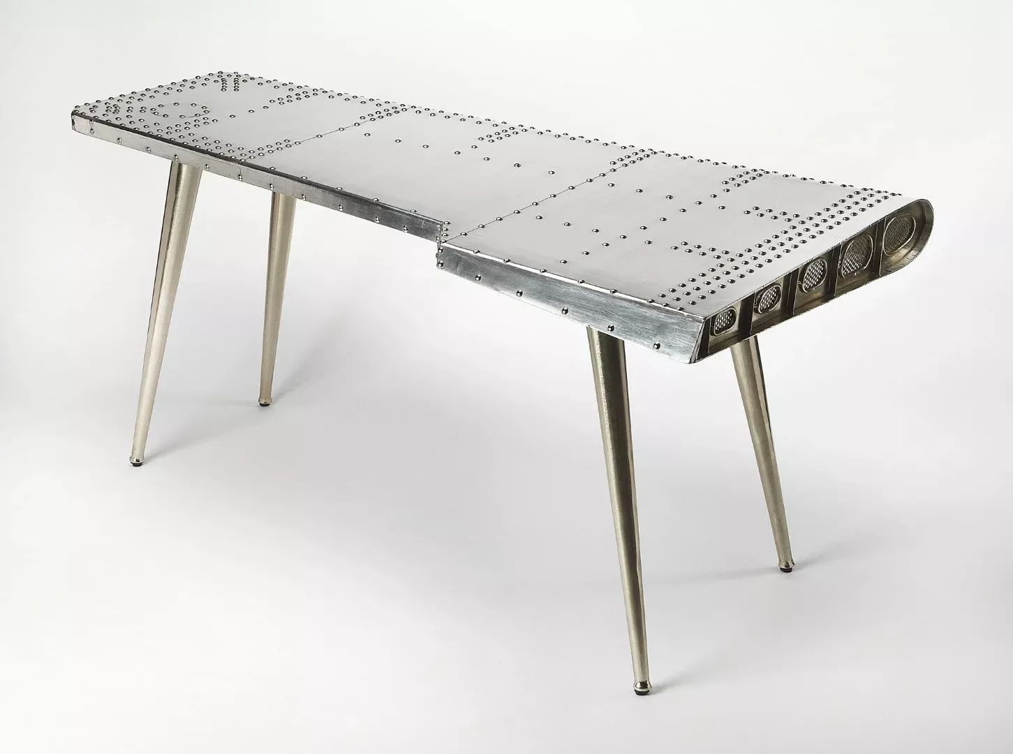 Midway Aviator Desk - Sleek Aluminum Design with Riveted Flair for a Modern Home Office Experience