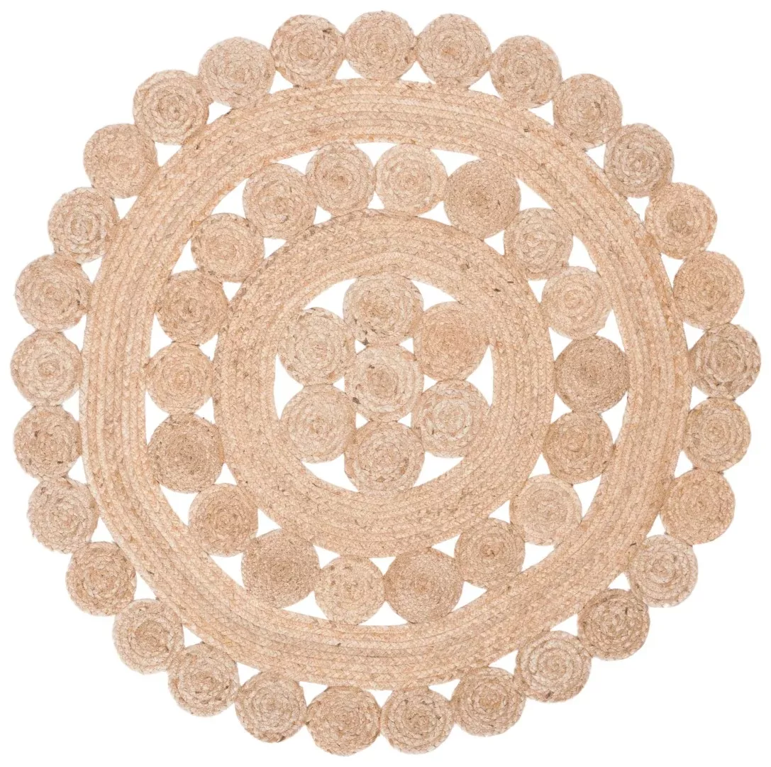 Natural Hand Loomed Jute Rug - Round, Eco-Friendly Decor for a Cozy Home, Crafted in Bangladesh