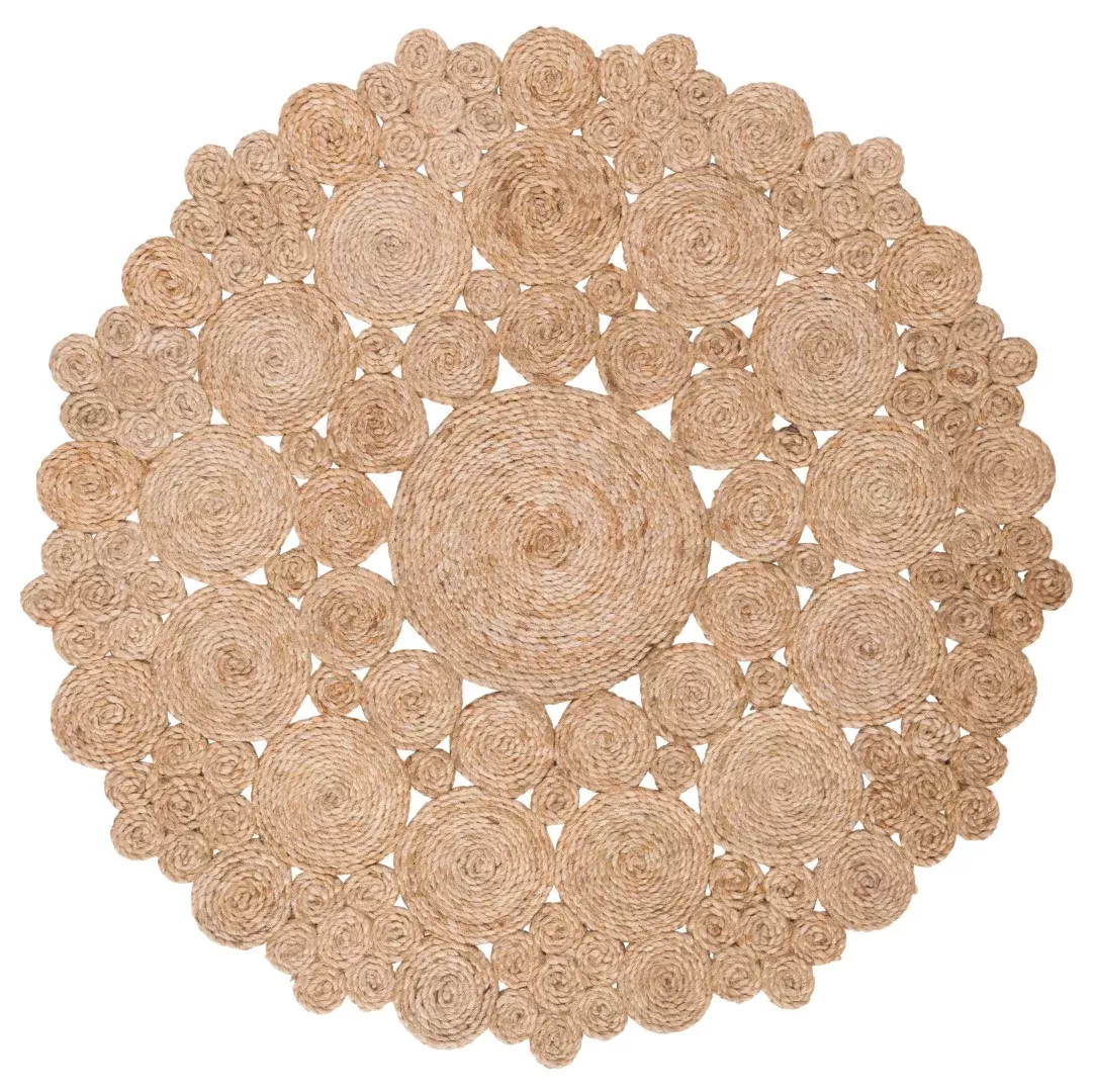 Natural Hand Woven Jute Round Rug - Eco-Friendly, Stylish Décor for Living Spaces, Made in India