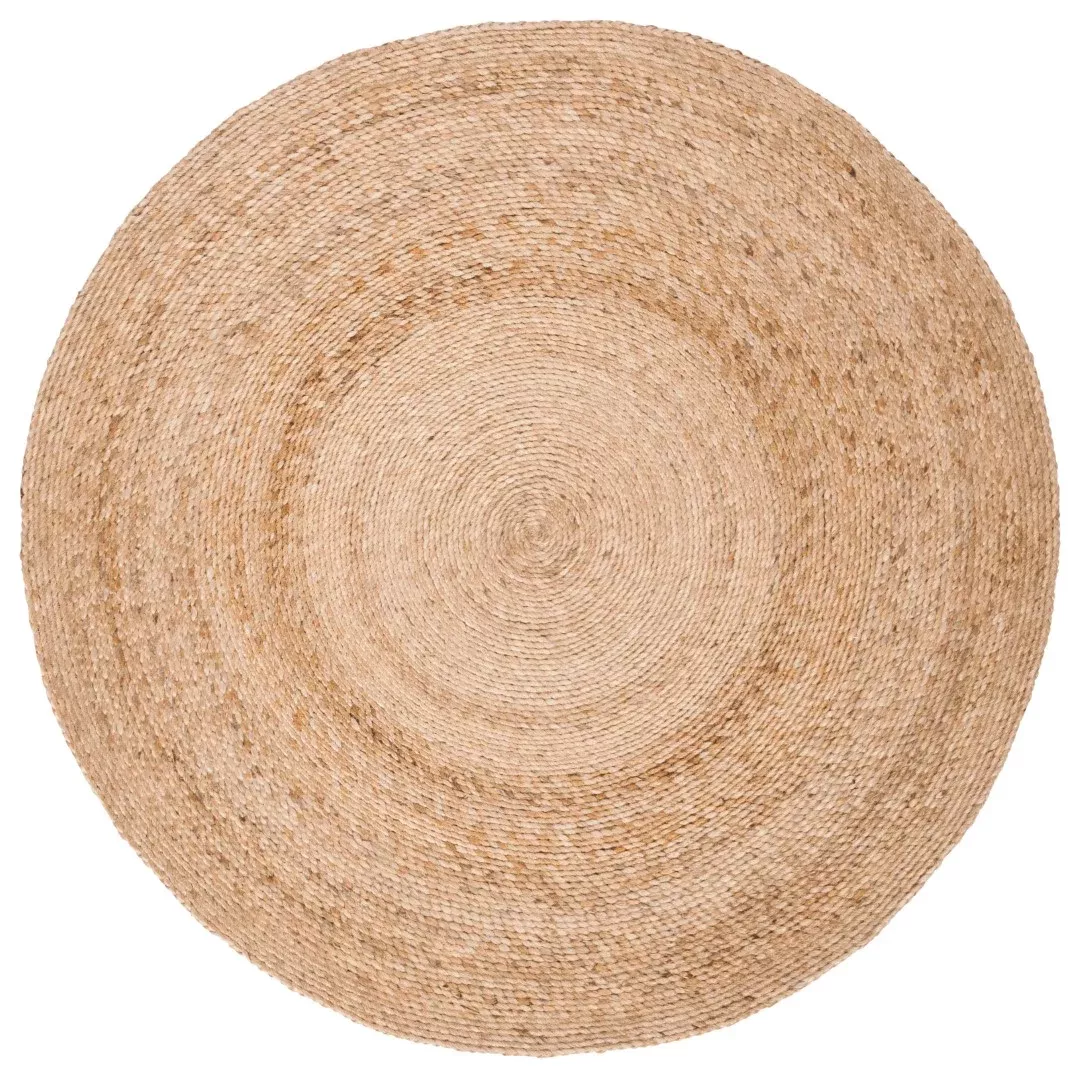 Natural Hand Woven Jute Rug - Elegant Round Design for Cozy Homes, Crafted in India with Care