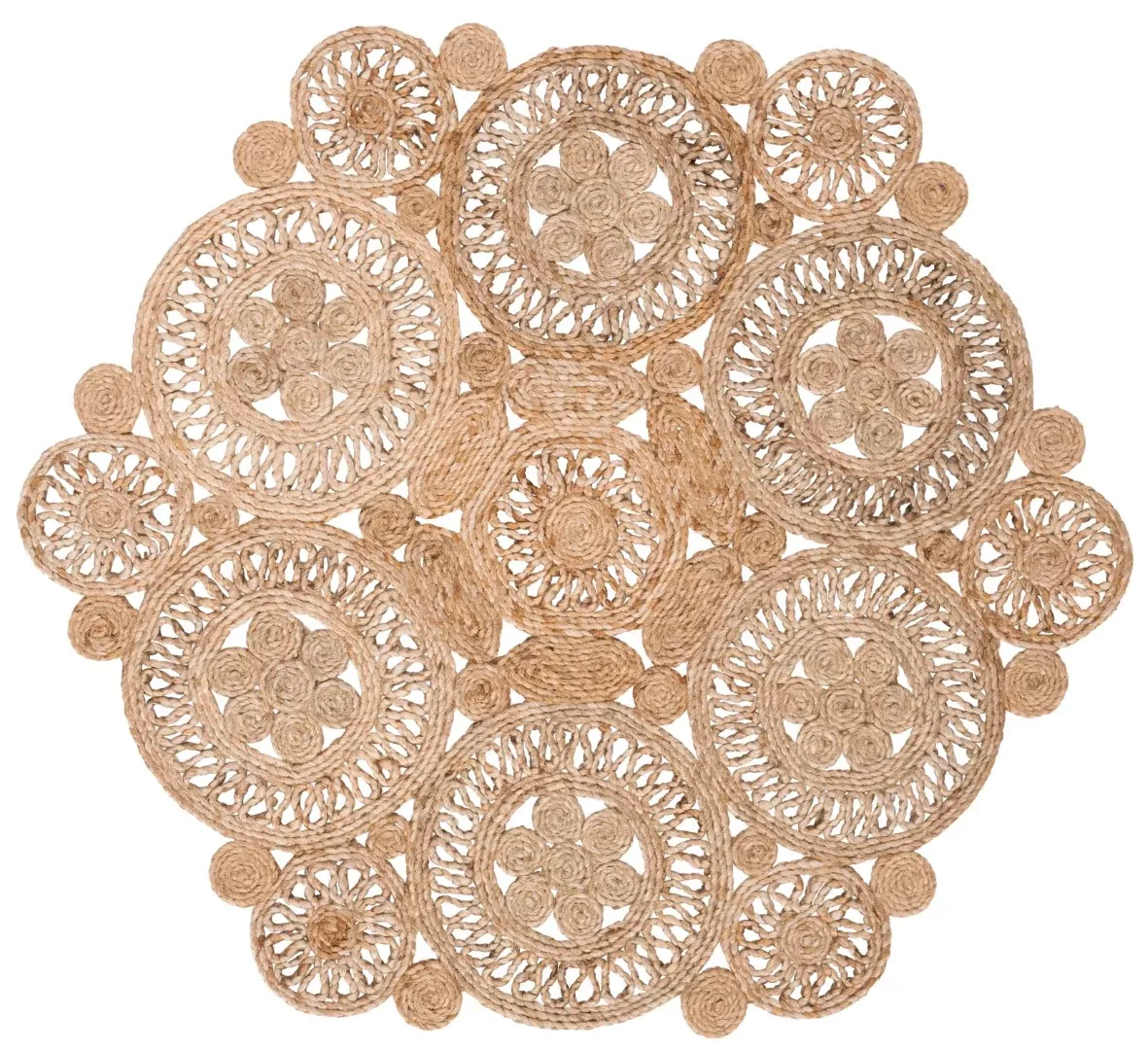 Natural Hand Woven Round Jute Rug - Eco-Friendly, Durable, and Stylish Home Decor from India