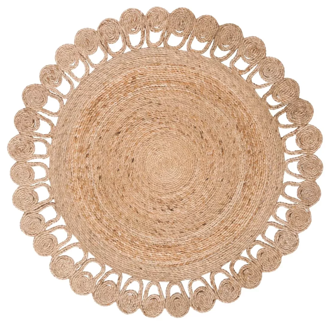 Natural Hand Woven Round Rug in 100% Jute Pile - Stylish, Eco-Friendly Decor for Any Space