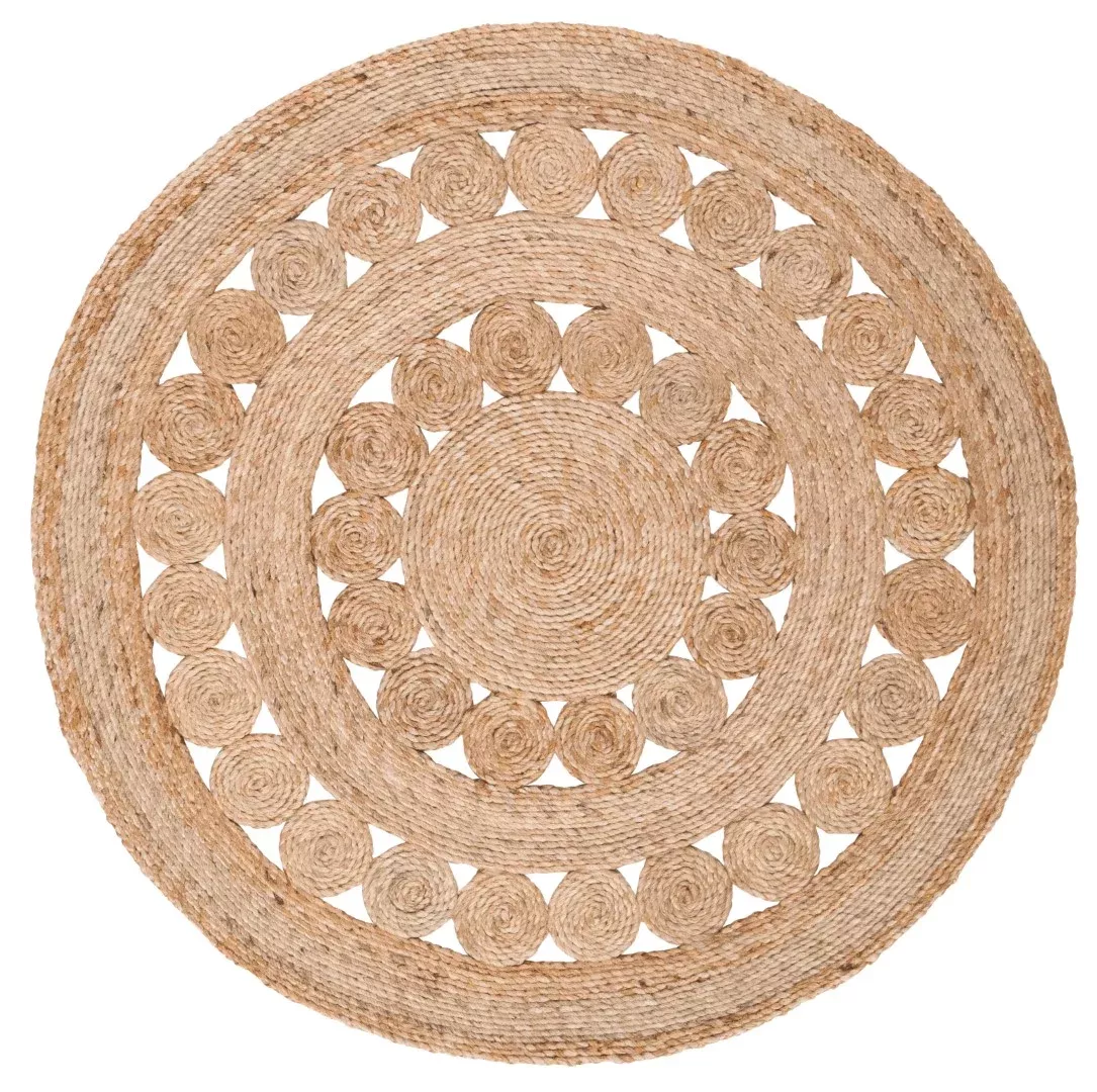 Natural Jute Hand Woven Round Rug - Stylish Eco-Friendly Décor for Your Home, Crafted in India