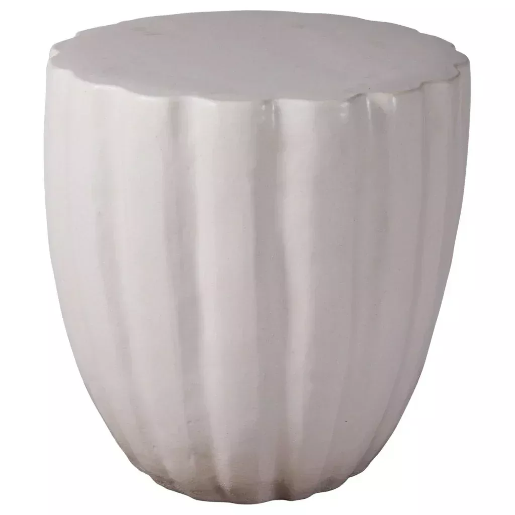 Scallop Ceramic Patio Armless Stool