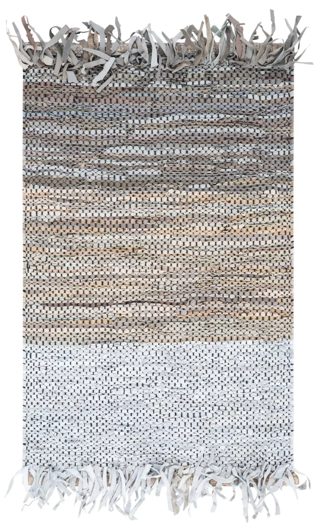 Vintage Hand Woven Leather and Cotton Rug – Elegant Home Décor with Unique Texture from India
