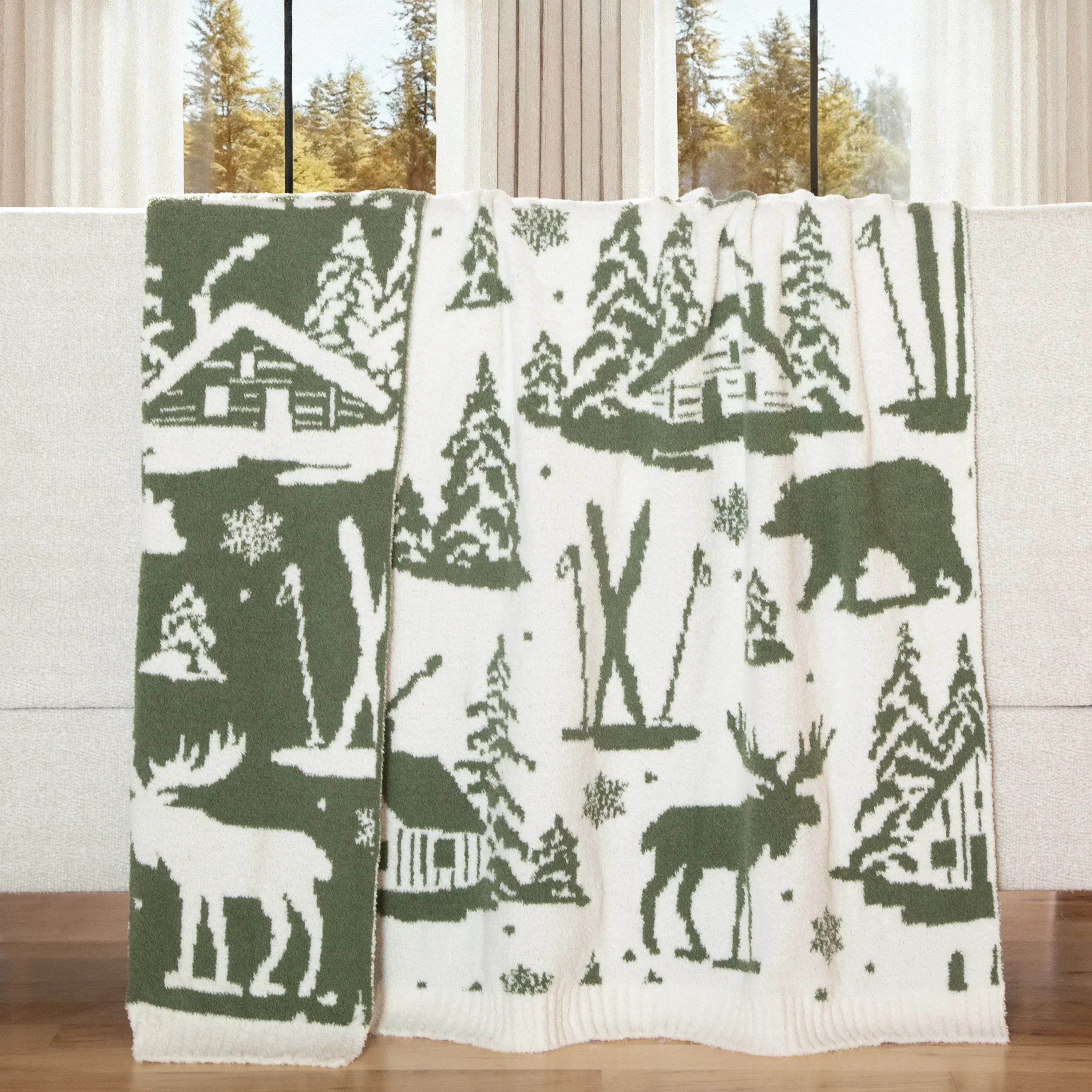 Winter Greens Stretchy Throw