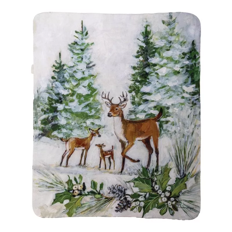 Winter Snows Deer Family Throw