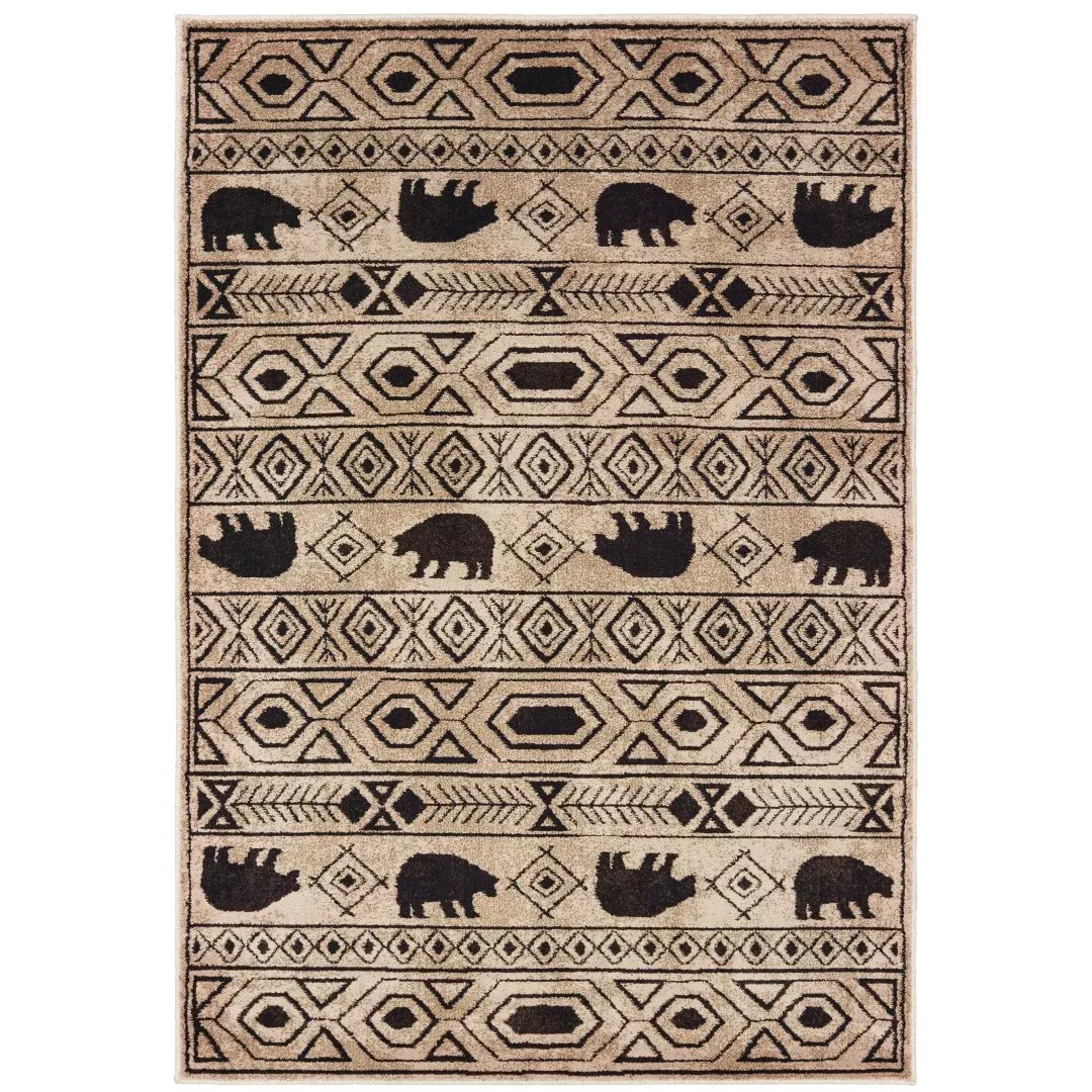 Woodlands Cozy Rustic Indoor Area Rug – Stain-Resistant Polypropylene with Lodge Motifs & Patterns