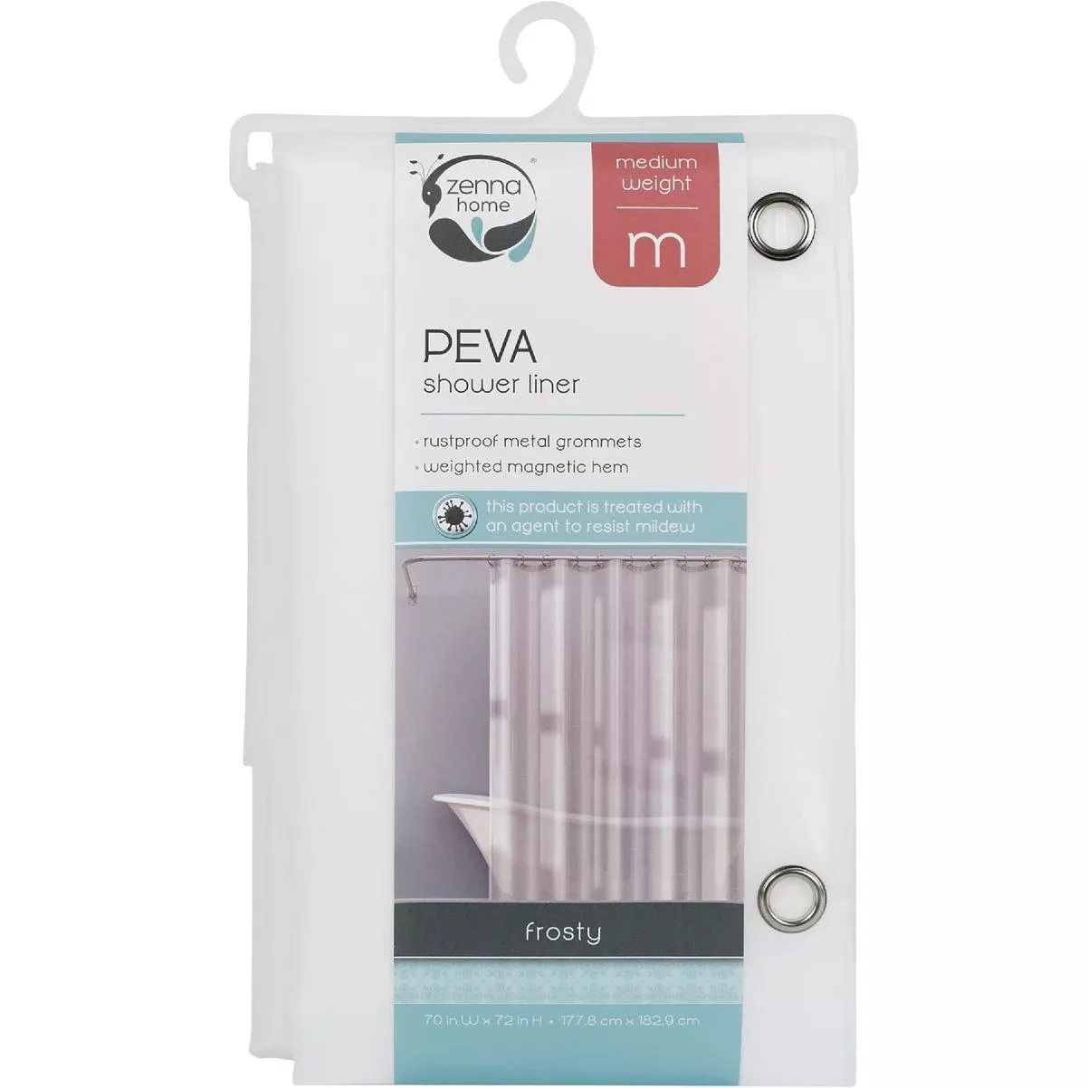 Zenna Home 70 In. X 72 In. Frosty Medium Weight Peva Shower Curtain Liner