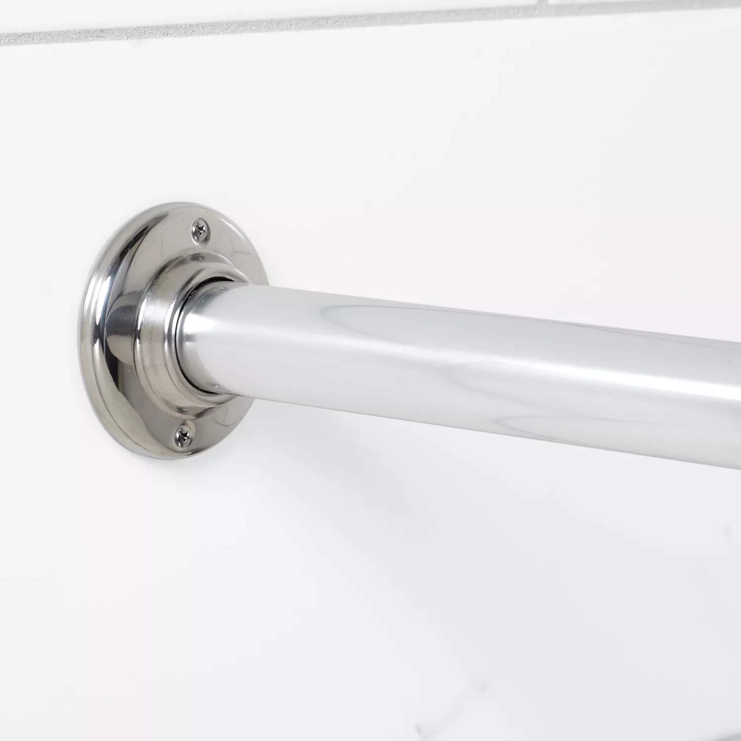 Zenna Home Straight 60 In. Adjustable Fixed Shower Rod With Flange In Chrome