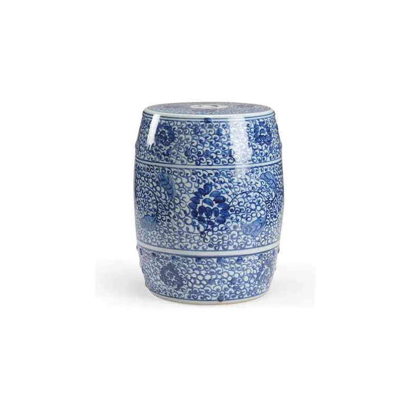 Zue Hand-Painted Blue Ceramic Outdoor Garden Stool