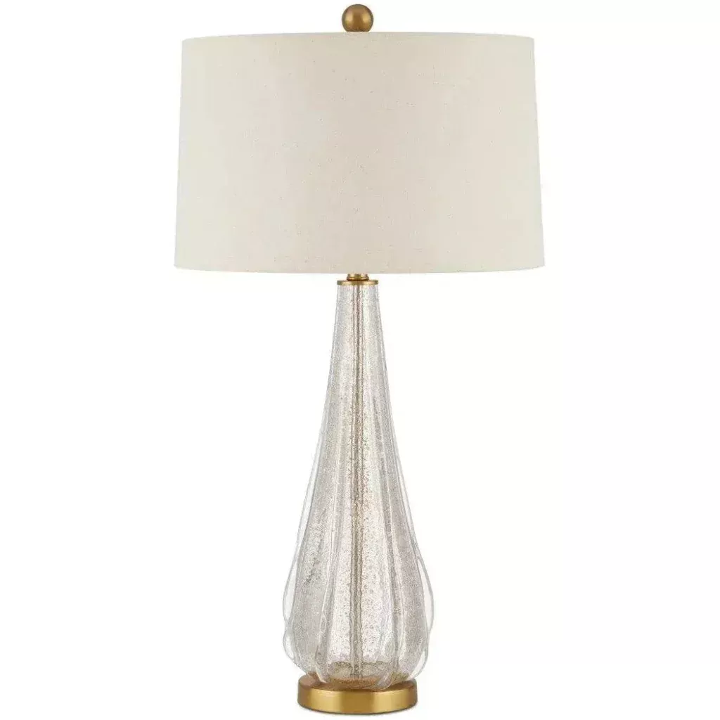 Zyphyrine Glass and Metal Gold Table Lamp
