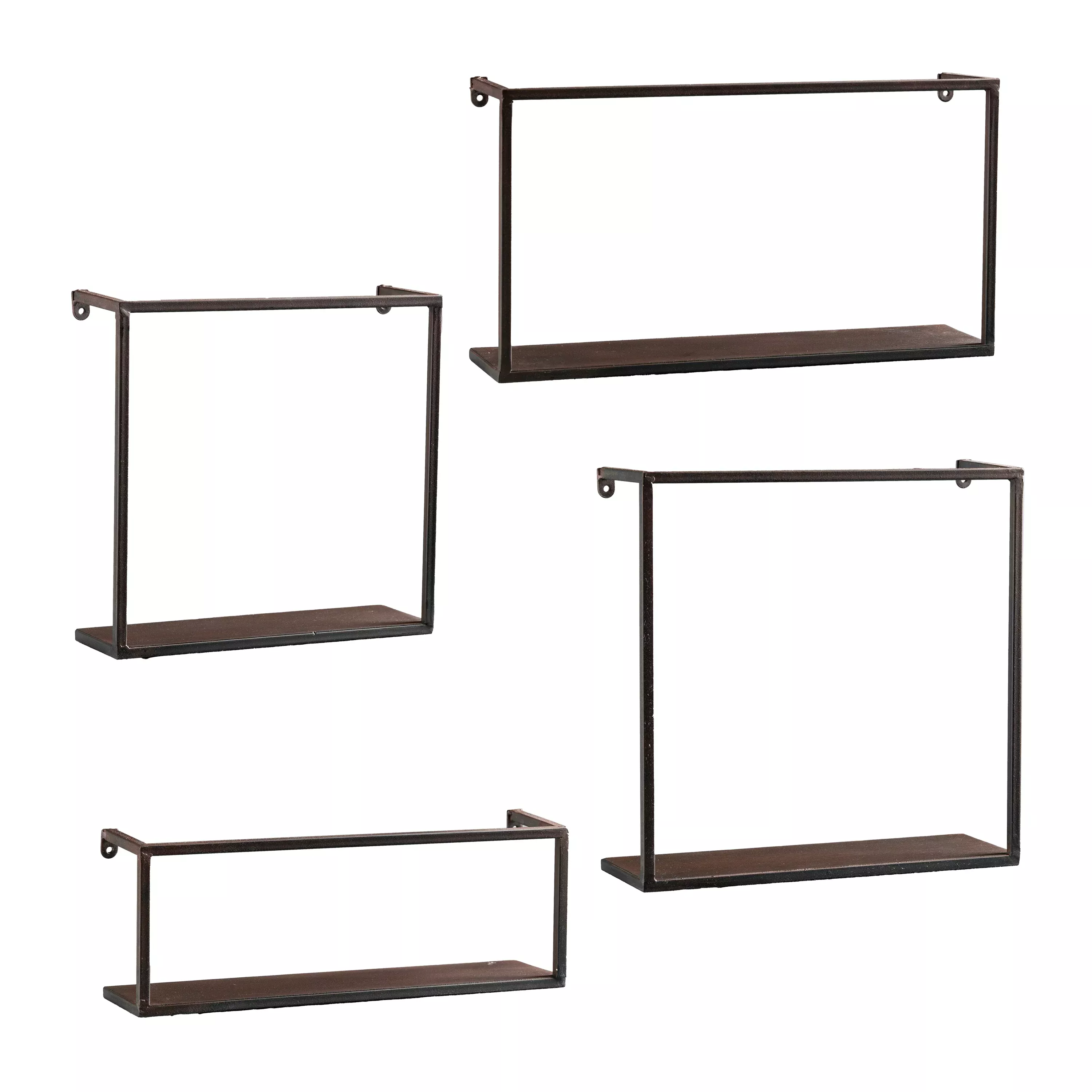 Zyther 4pc Metal Wall Shelf Set - Modern Antique Black Design for Stylish Clutter Management Solutions
